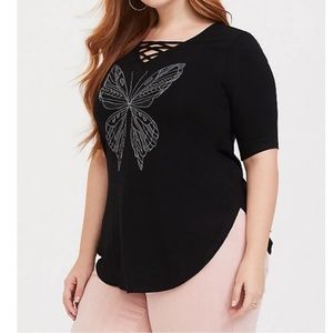 Torrid super soft butterfly strappy tunic tee sz 4